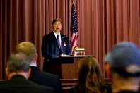 Sen. Dean Heller gives a memorial tribute during the 48th Annual Memorial Day Service at the Palm Downtown Mortuary and Cemetery in Las Vegas, Monday, May 27, 2013.